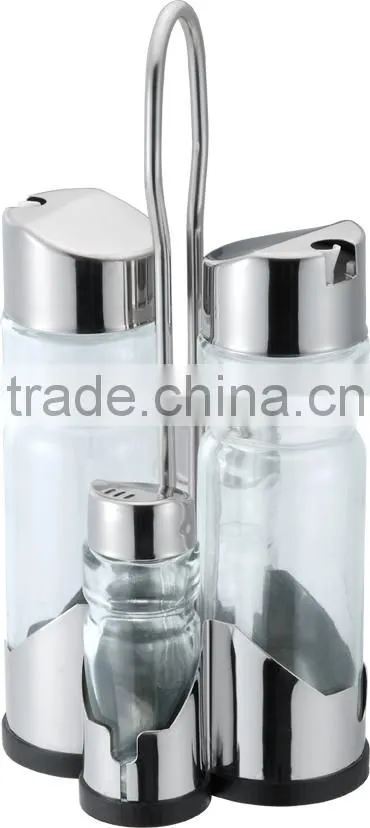 4 Pieces Salt And Pepper Galss Spice Set And Oil And Vinegar Spice Set