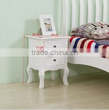 Set of Two Small Traditional Style Bedside Table in White