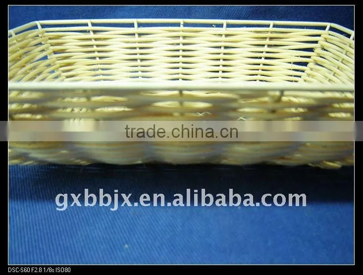 Rectangle rattan woven iron frame storage kitchen plate
