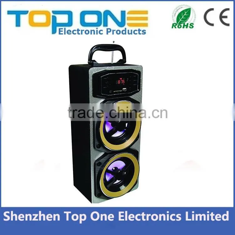 New launch portable wooden karaoke bluetooth speaker with wireless microphone