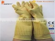 Yellow Latex Household Gloves With Roll Long Cuff