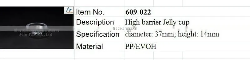 High Barrier Cup obstruct-oxygen PP EVOH PP multilayer plastic fruit cane