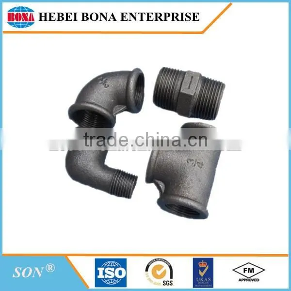 Black BS standard malleable cast iron pipe fittings with superior quality