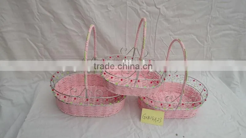 decorative iron wire basket with paper rope