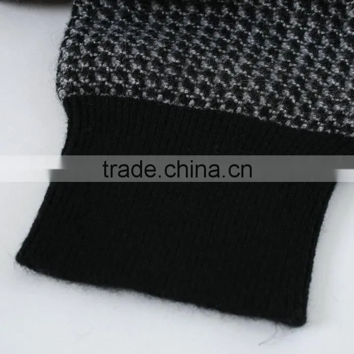 Houndstooth pattern jacquard sweater knitting machine for V-neck pullover sweater ,jacquard knitting fabric for men sweater