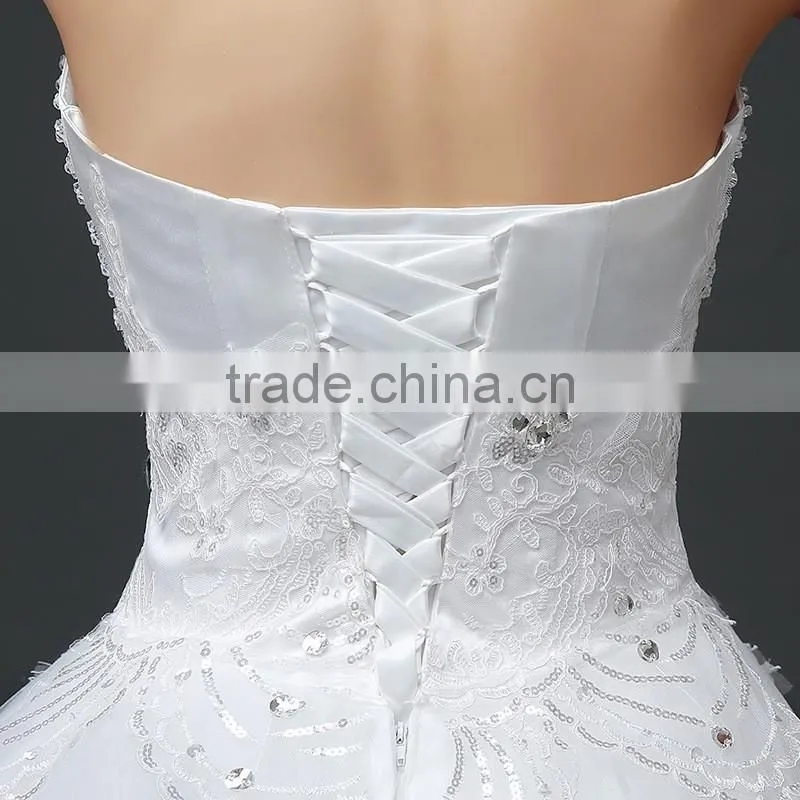 MGOO High Quality Empire Hand Work Tail Wedding Dress Korea Style Bridal Strapless Dress Italian Wedding Dress Sleeveless