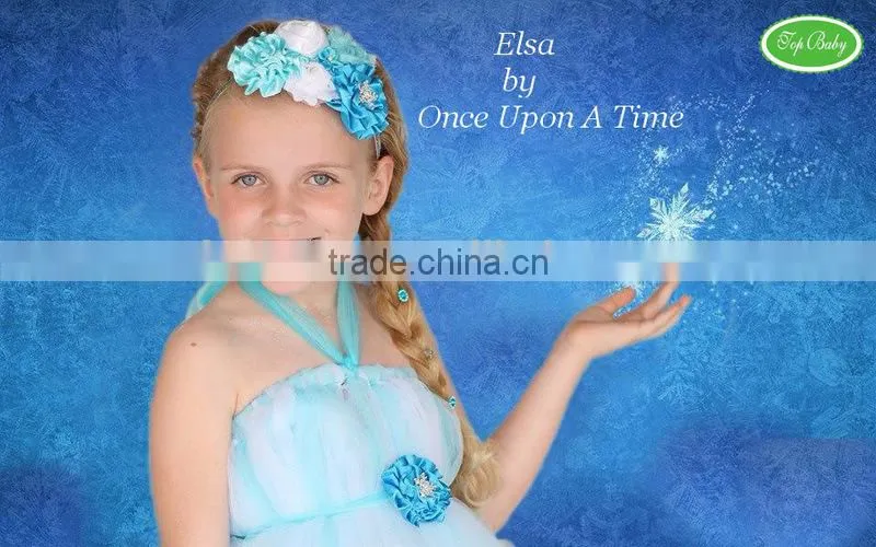 Wholesale Boutique Satin flower feather baby hairband Princess tiara hair accessories