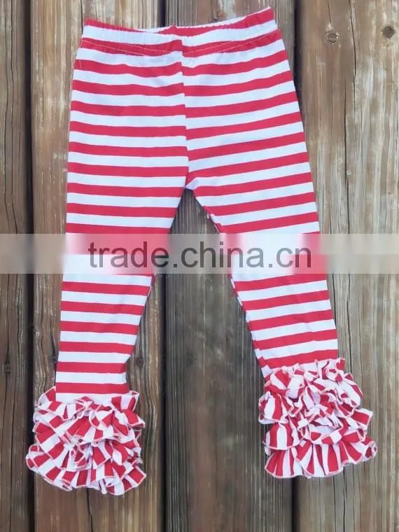 Wholesale Clothing In China,Baby Girls Knitted Cotton Striped Ruffle Pants,Toddlers 95% Cotton 5% Spandex Icing Legging
