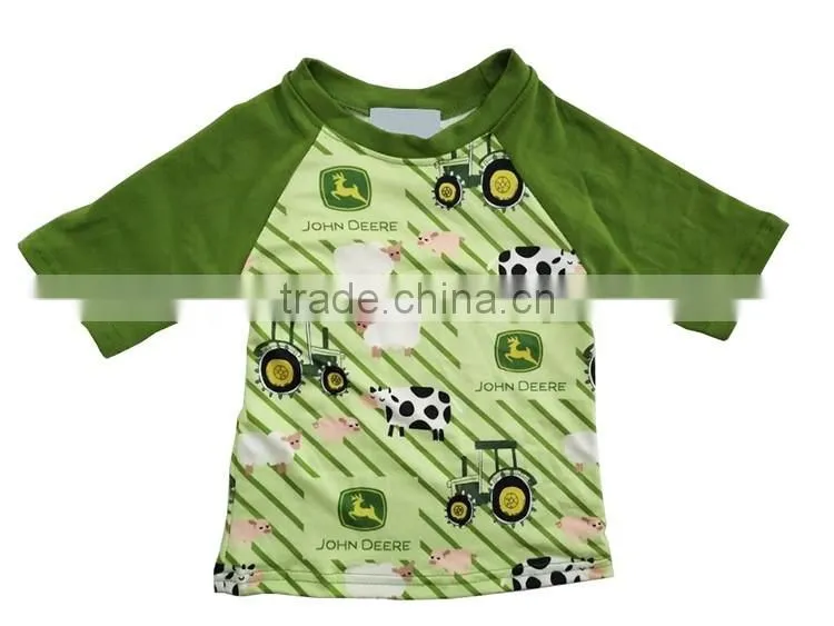 wholesale kids summer raglan boy spring clothes tractor pattern children boutique from China