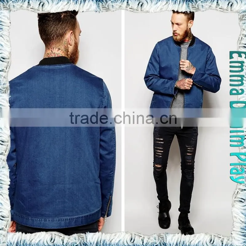 Free shipping Fashion Blue Denim Jean Mens Zipper Jackets