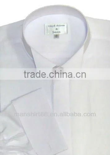 2017 white french cuff wing collar tuxedo shirt for man