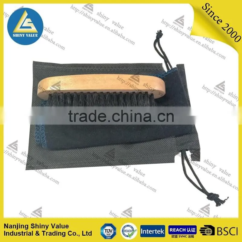 poartable shoe shine bags with pig'hair wooden shoe brushes and cleaning cloth