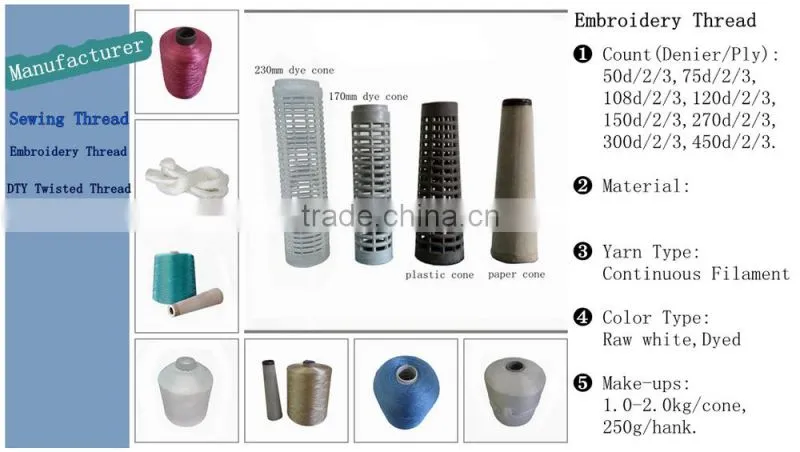 100% polyester FDY twisted 150D/2