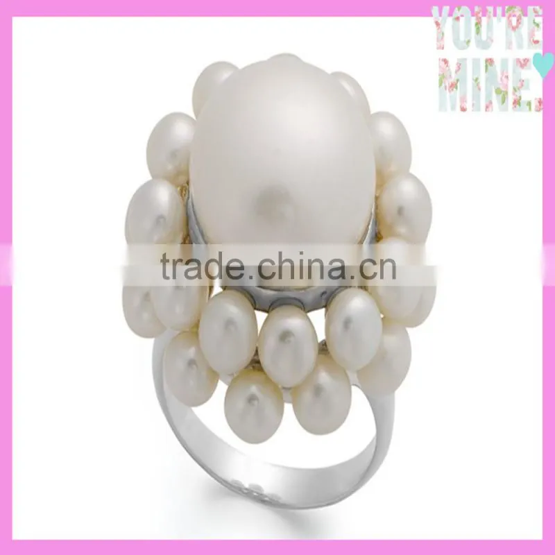 2015 newest engagement jewelry design 14k gold gardenia pearl ring