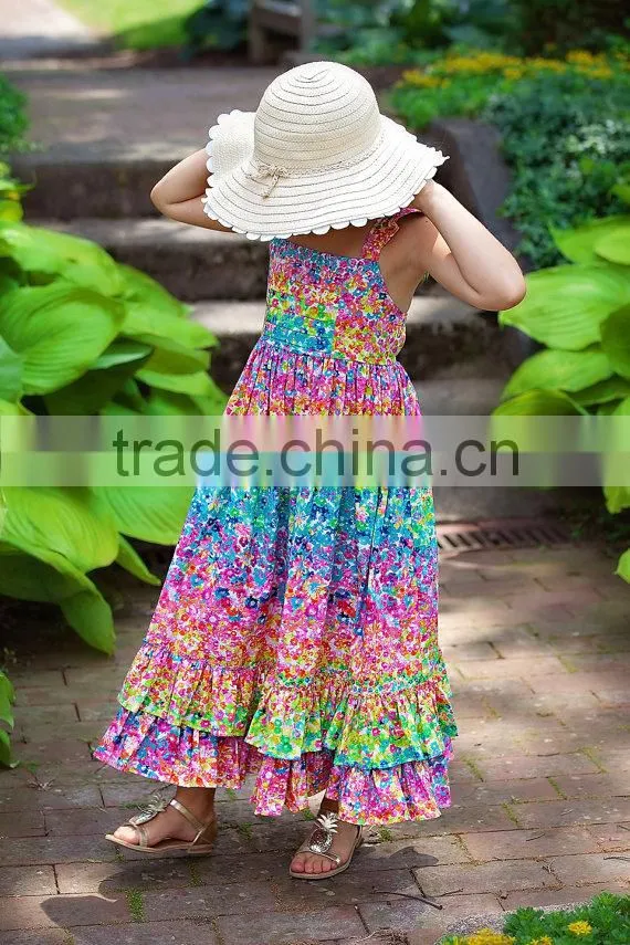Colorful mommy and daughter matching maxi dress floral print dresses