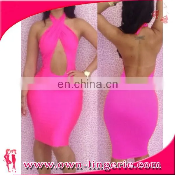 Sexy neck halter backless punk clothing women gothic clubwear bodycon mini dress