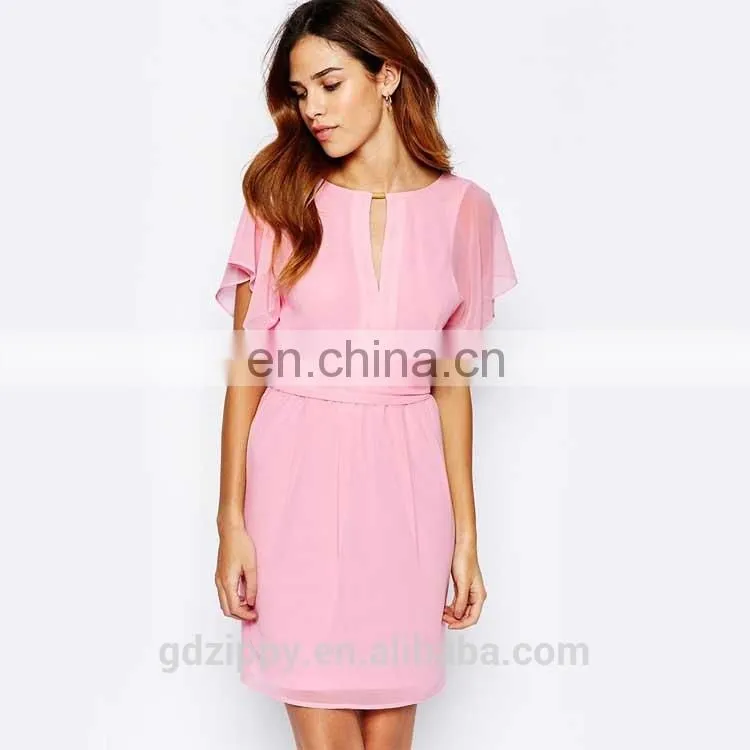 Alibaba express clothing Warehouse Chiffon Angel Sleeve Dress for women
