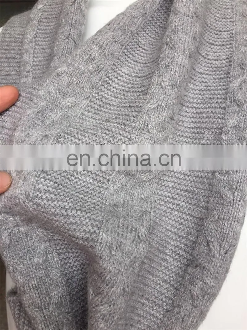 Whosale Fashion Winter Long Wool Knit Collar Real Top Pom Hat Scarf Attached