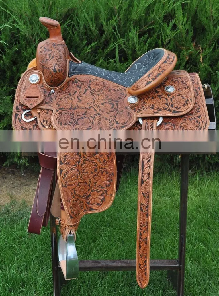 trail saddle - WESTERN TRAIL HORSE BLACK LEATHER SADDLE