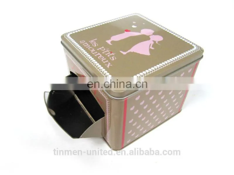 Big square present tin box with a drawer tin box by Tinmen