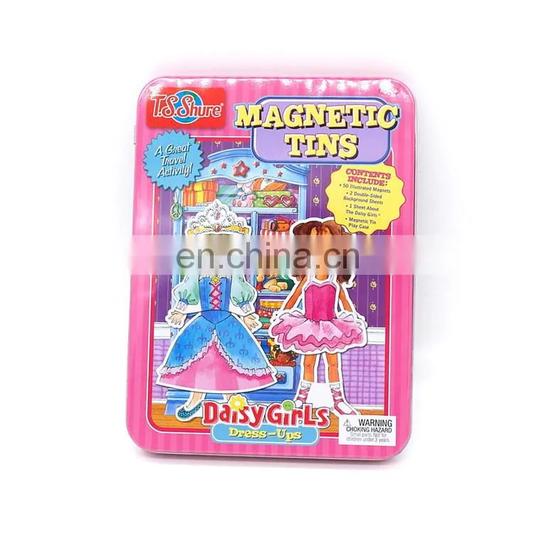 flat tin pencil case for penoils for Children with daisy girls