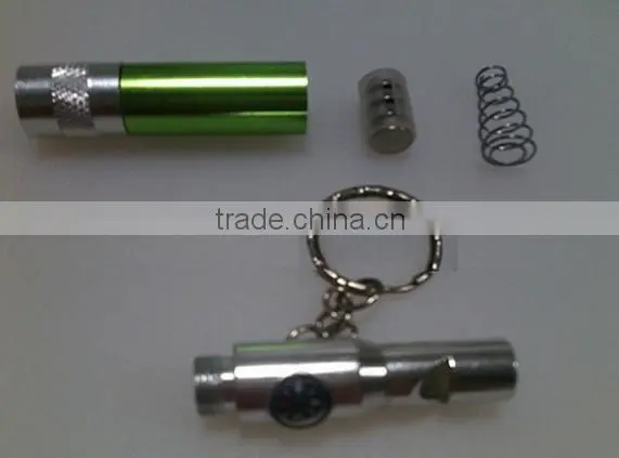 Promotion gift Mini whistle LED flashlight with keychain and compass