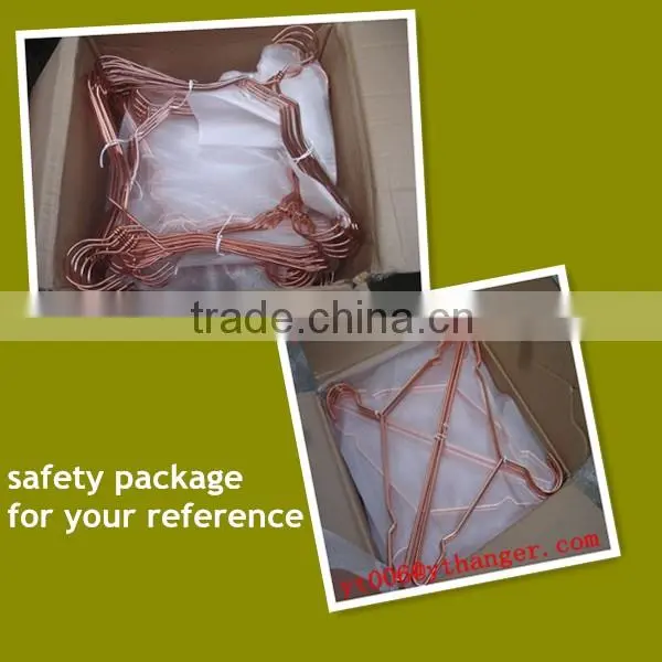 LYB-0155 shiny copper metal wire hanger wholesale clothes hanger