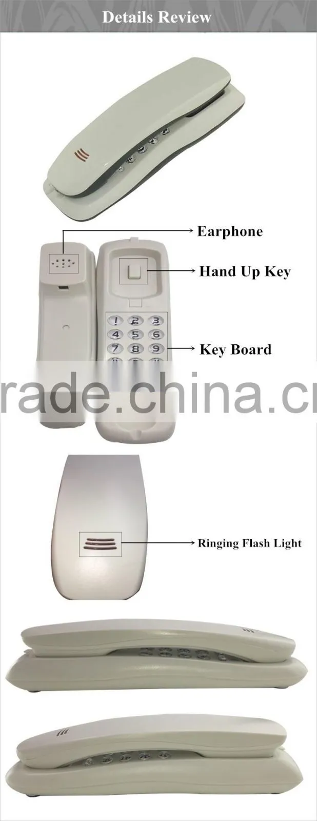 China Direct Sale Small Landline Telephone Corded Trimline Telephone