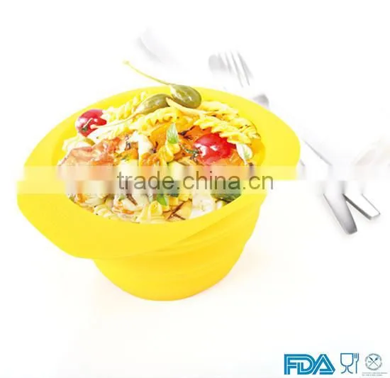 FDA food grade colored collapsible silicone bowl siliocne salad bowl