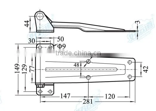 01126 Truck zinc plated steel hinge