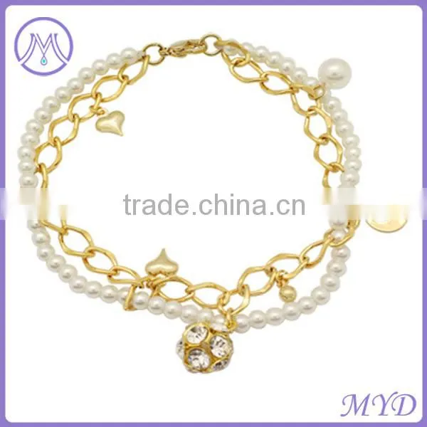 Women leather bracelet with metal enamel beads