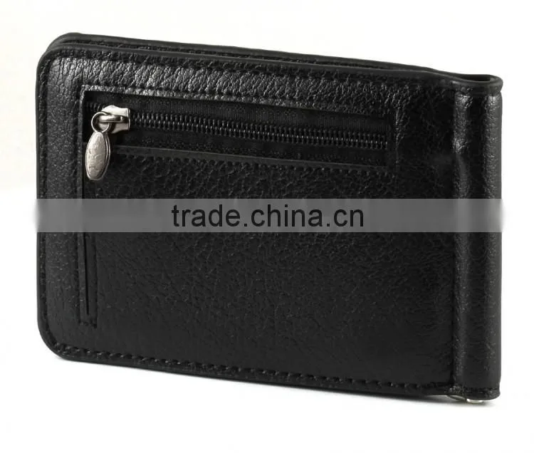 Genuine Cow Leather Money Clip and Change Holder Wallet for Men