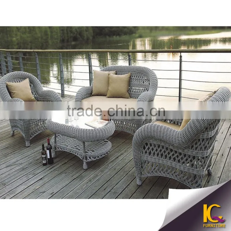 Cheap Modern Furniture PE Rattan Sofa Grey Color Poly Wicker Sofa