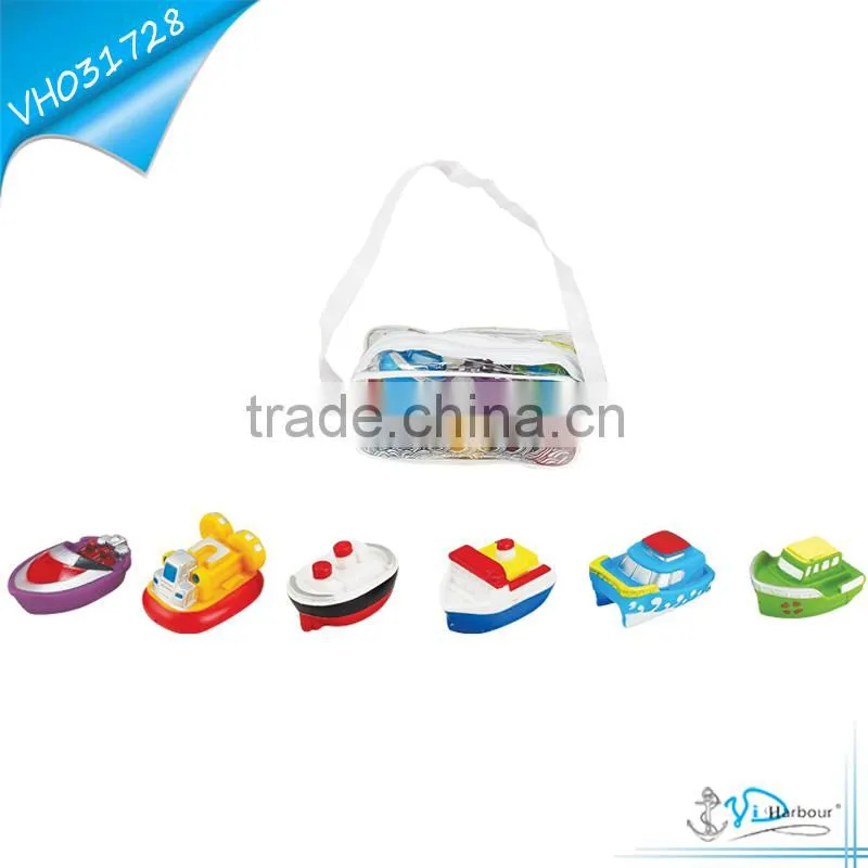 Vinyl Water Spraying Boat Ship Bath Toy Sets for Baby