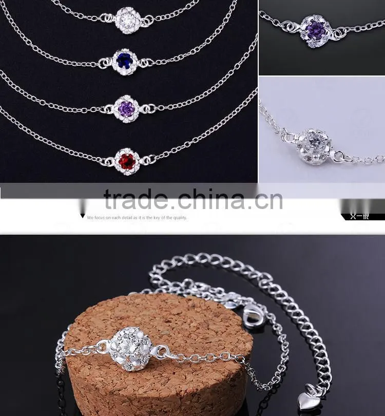 China Supplier Mixed Styles Silver Plating Fashion Jewelry Stone Anklet