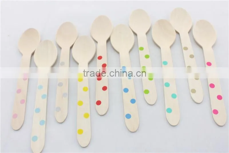 156*34*1.8mm Wooden Flatware Supplier Disposable Printed Birch Wood Flat Spoons