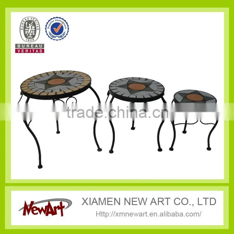 Clalssic round flower metal stand home living room garden mosaic 3 pcs metal flower stand