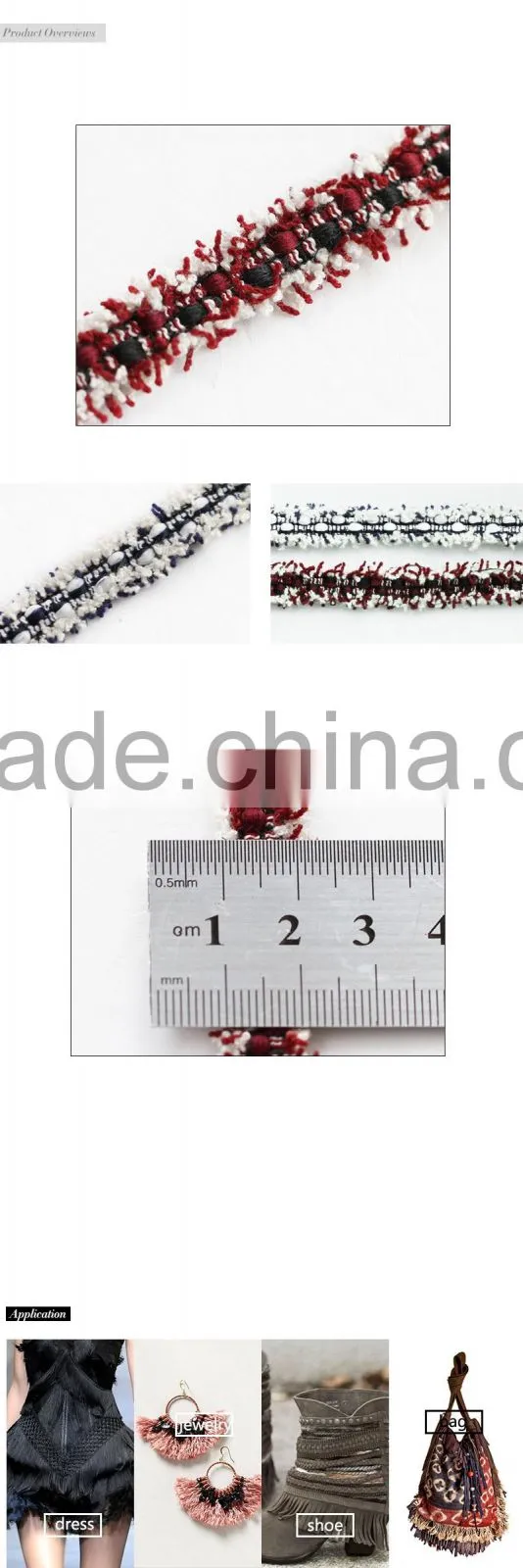 Fashion garment accessories supplier blending color cotton ribbon