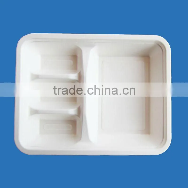 Biodegaradable trays with compartment