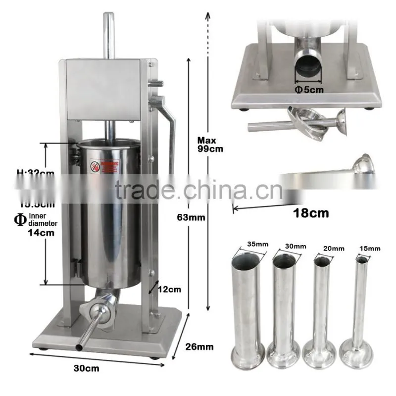 5L Vertical Commercial Sausage Stuffer 15LB Two Speed Stainless Steel Meat Press