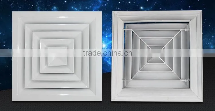 Powder coated 4 way supply ceiling diffuser