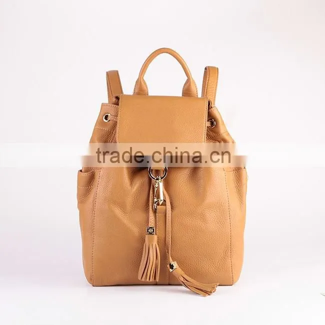 4313 2016 Latest wholesale brown PU Leather drawstring foldable bag backpack tactical