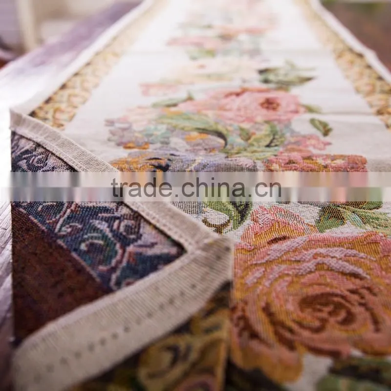 Plus fancy useful 100% polyester jacquard table runner for round table/square table