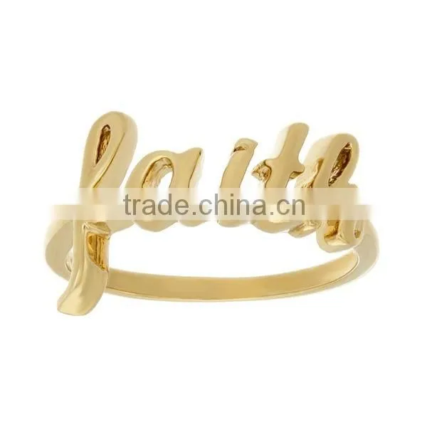 High Polish Sterling Silver Essential Silver Faith Script Letter Ring