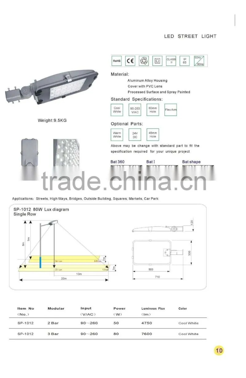 LED Street Light SP-1012, 2years warranty, bar with radiation heat faster