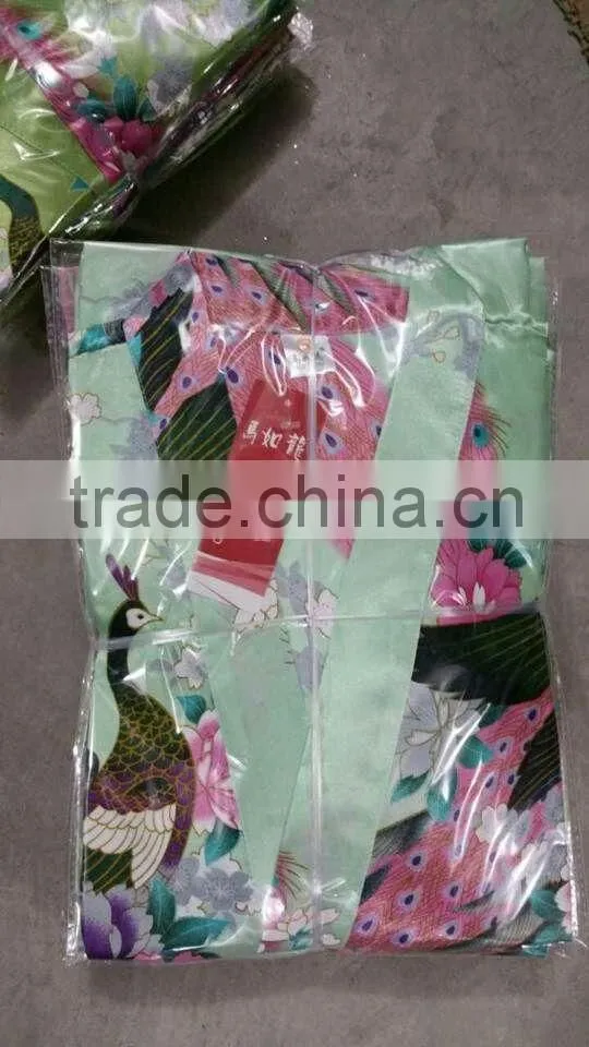 10 Colors Women Peacock Kimono Robe Silk Pajamas Girl Sleepwear Summer Yukata with Belt China Factory Direct Supply offer OEM