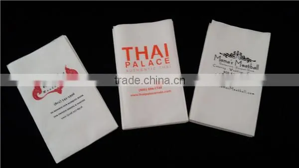 White 2-Ply 1/8 Fold color logo printed Paper Dinner Napkin, 17" Length x 15" Width (Case of 20,150Per Pack)