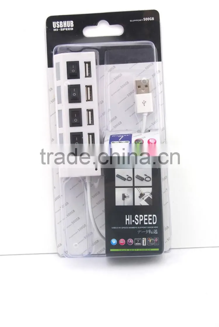 Computer 2.0 Hi-speed 4 Port Usb Hub Support 500GB HDD