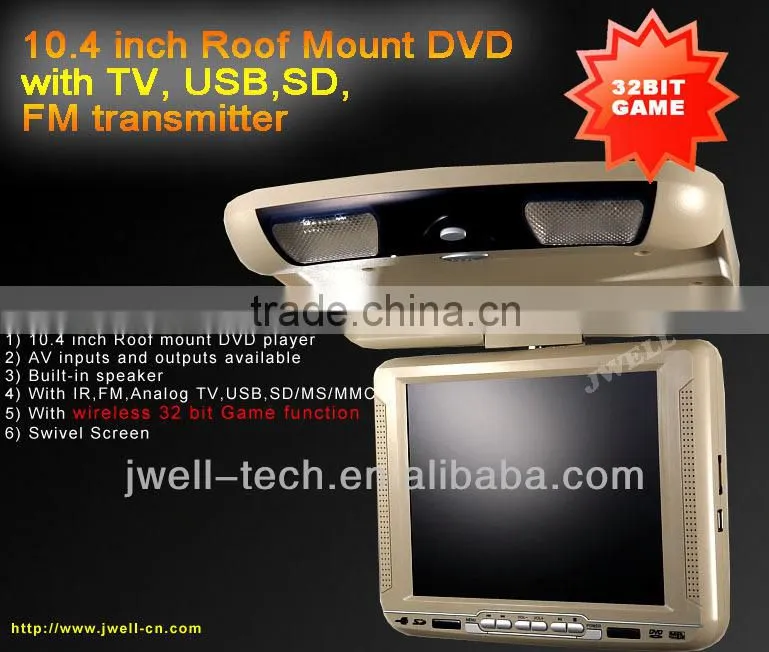 9inch Roof Mount Dvd With Sd/usb/fm/wireless Games