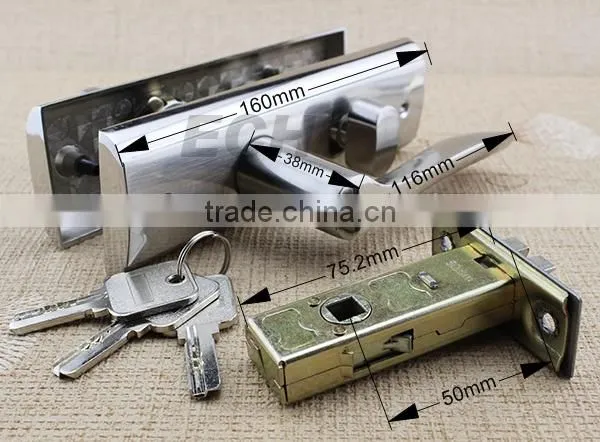 high quality Zinc alloy glass door handle with lock